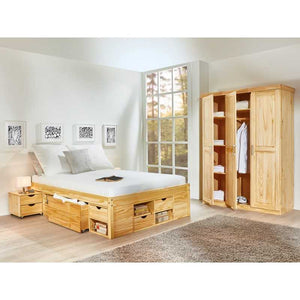 Letto Inter Link con contenitori e comodino con ruote Dim. 186,5x209x47,5h