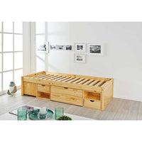 Letto Inter Link con contenitori e comodino con ruote Dim. 96x209x47,5h