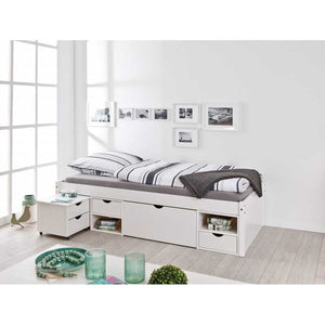 Letto Inter Link  con vani contenitore e comodino con ruote incluse