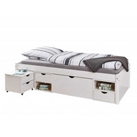 Letto Inter Link  con vani contenitore e comodino con ruote incluse
