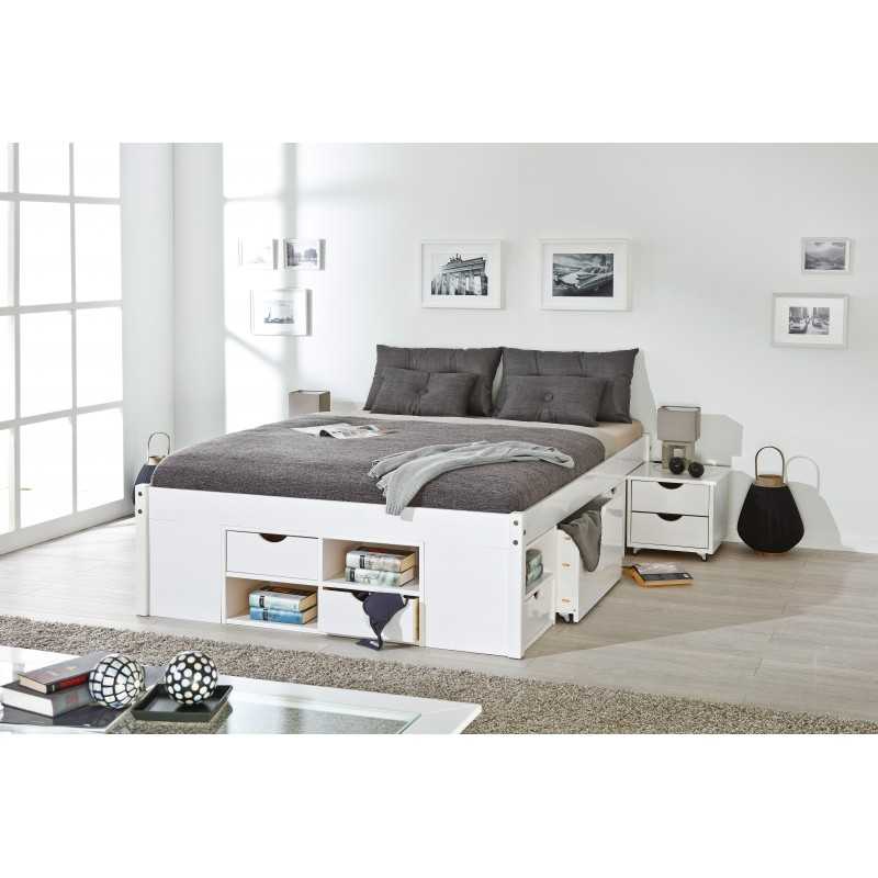 Letto Inter Link con vani contenitore e comodino con ruote incluse