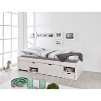 Letto Inter Link  con vani contenitore e comodino con ruote incluse