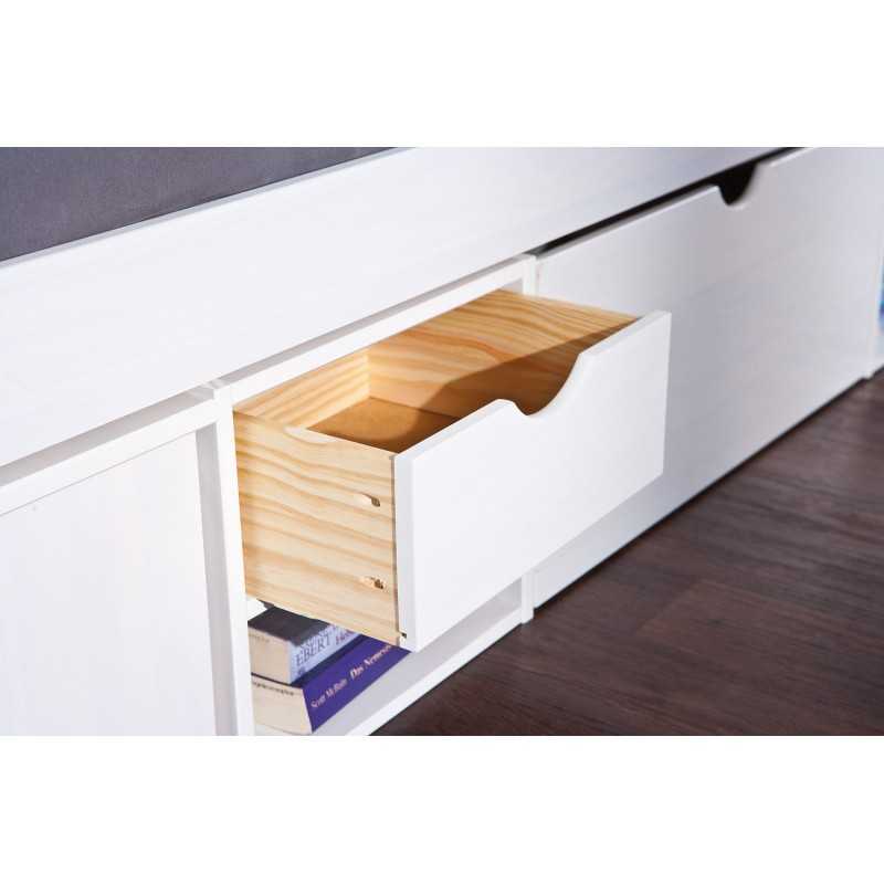 Letto Inter Link  con vani contenitore e comodino con ruote incluse