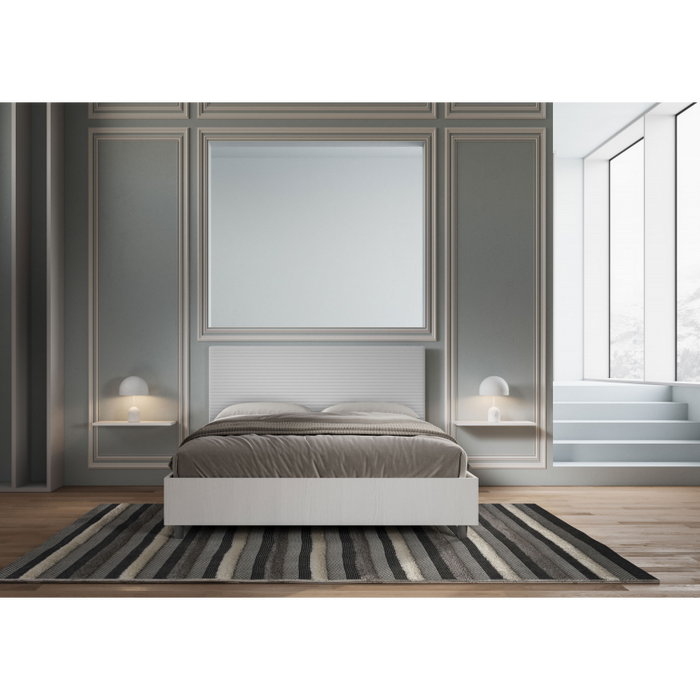 Letto Matrimoniale 160x190 cm struttura bianco frassino testata Level - Bianco,Similpelle,Contenitore