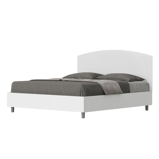 Letto Matrimoniale 160x200 cm struttura bianco frassino testata Antilia - Bianco,Similpelle,Contenitore