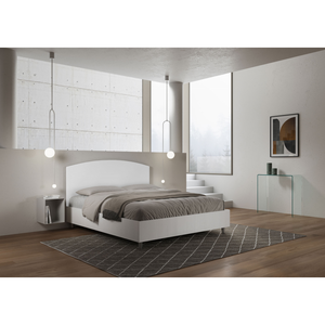 Letto Matrimoniale 160x200 cm struttura bianco frassino testata Antilia - Bianco,Similpelle,Contenitore