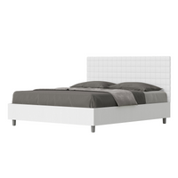 Letto Matrimoniale 160x200 cm struttura bianco frassino testata Burmy - Bianco,Similpelle,Contenitore