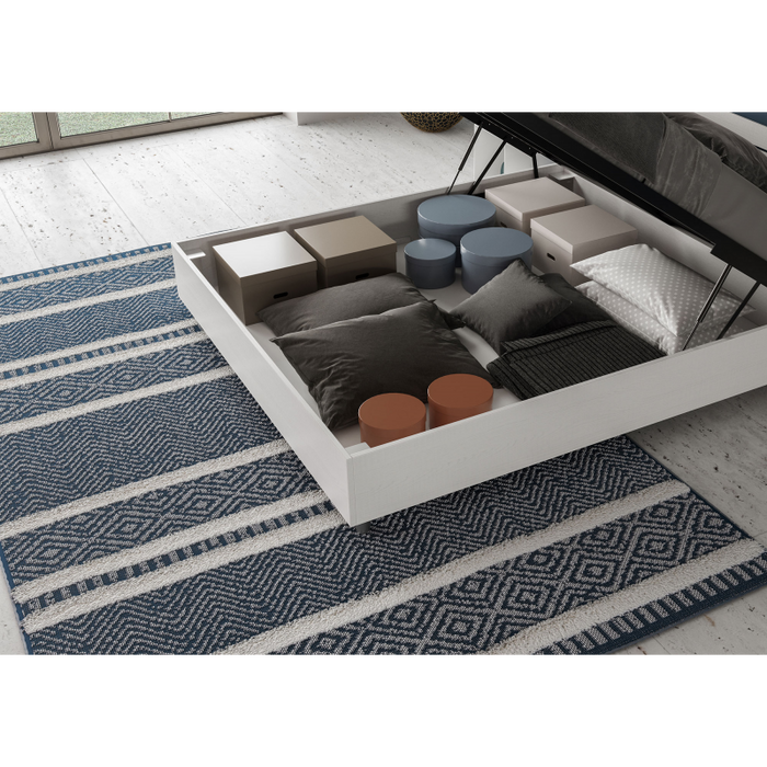 Letto Matrimoniale 160x200 cm struttura bianco frassino testata Level - Bianco,Similpelle,Contenitore