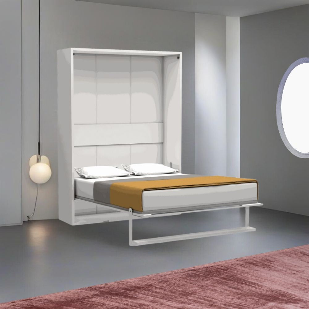 Letto matrimoniale a scomparsa Loft bianco 152x44x208H - rete in legno