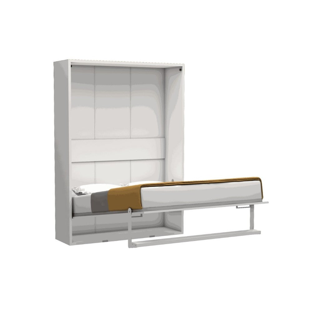 Letto matrimoniale a scomparsa Loft bianco 152x44x208H - rete in legno