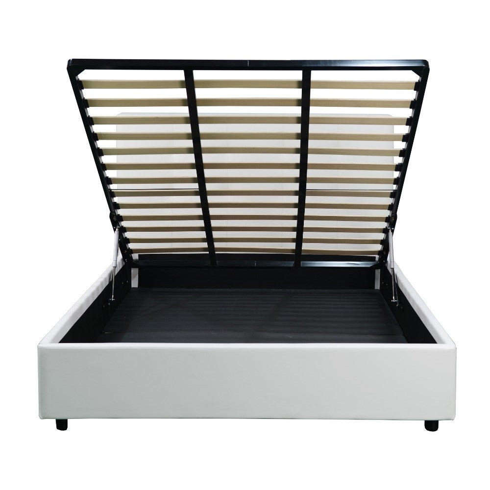 Letto Matrimoniale con contenitore Ascoli 182x210x124H ecopelle colore bianco