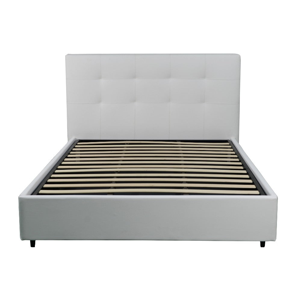 Letto Matrimoniale con contenitore Ascoli 182x210x124H ecopelle colore bianco