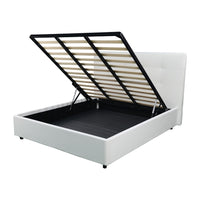 Letto Matrimoniale con contenitore Ascoli 182x210x124H ecopelle colore bianco