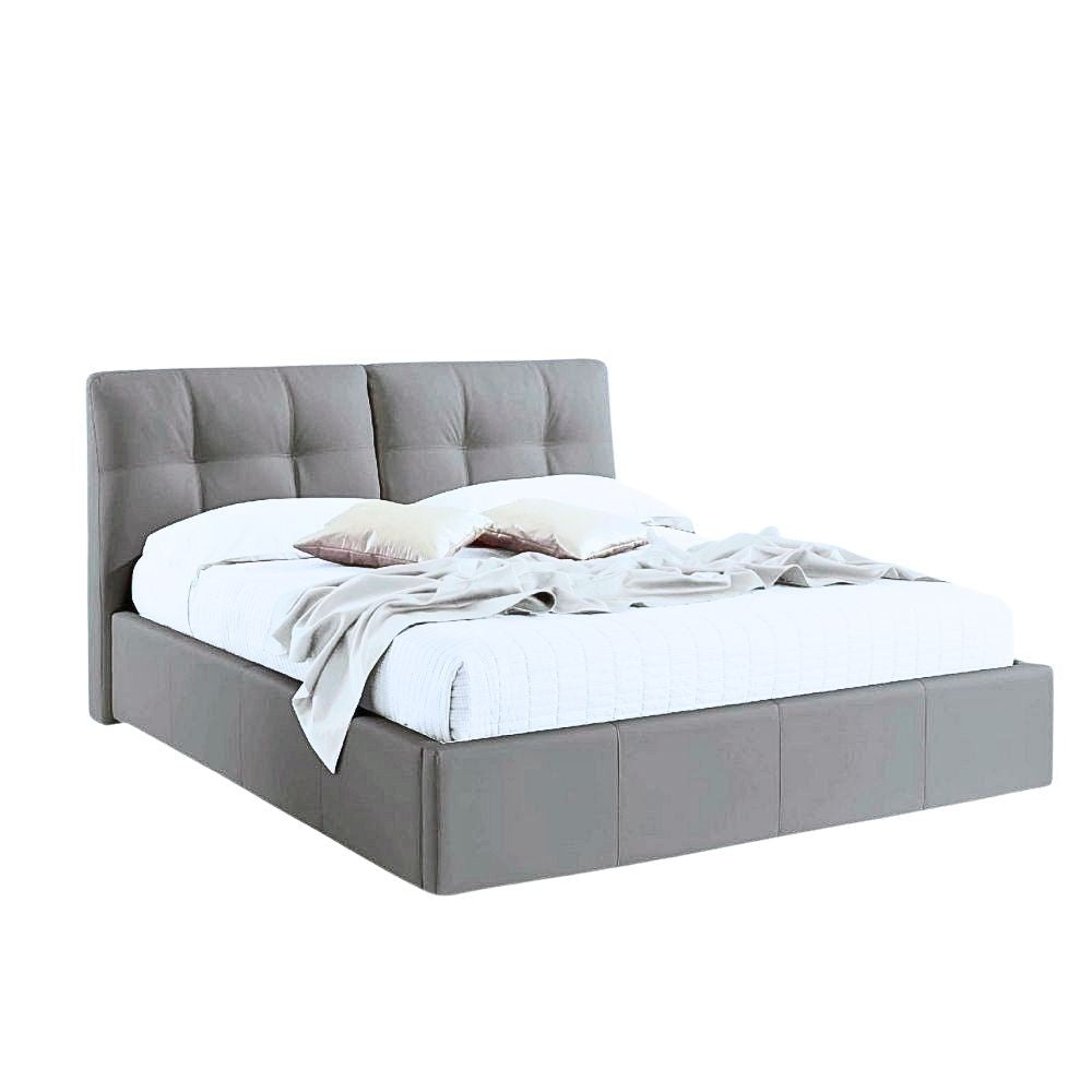Letto matrimoniale con contenitore Melia tessuto grigio