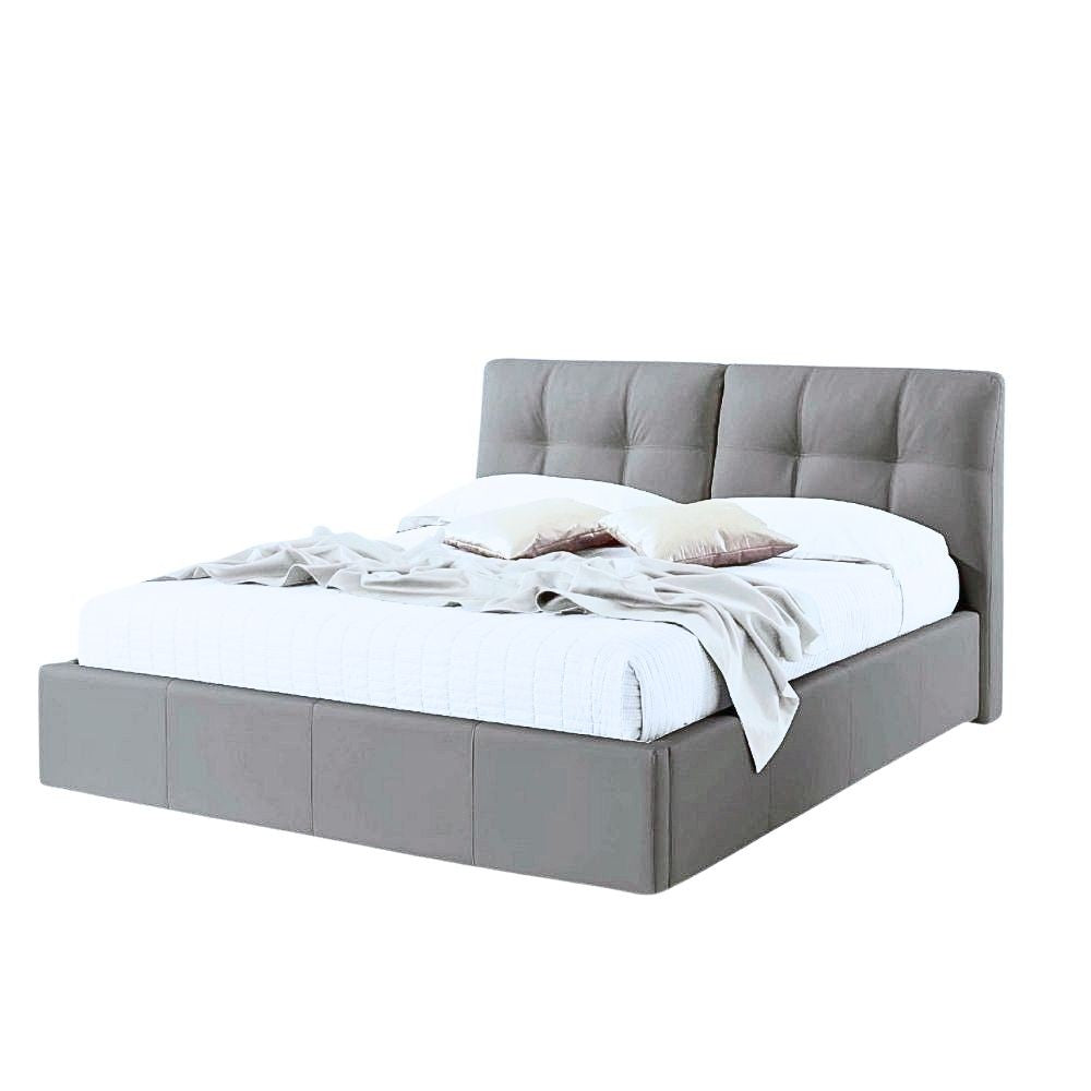 Letto matrimoniale con contenitore Melia tessuto grigio