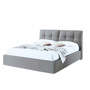 Letto matrimoniale con contenitore Melia tessuto grigio