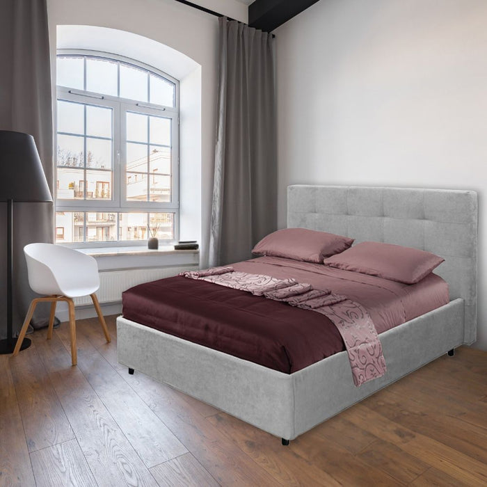 Letto Matrimoniale contenitore Ascoli 182x210x124H tessuto Enjoy grigio