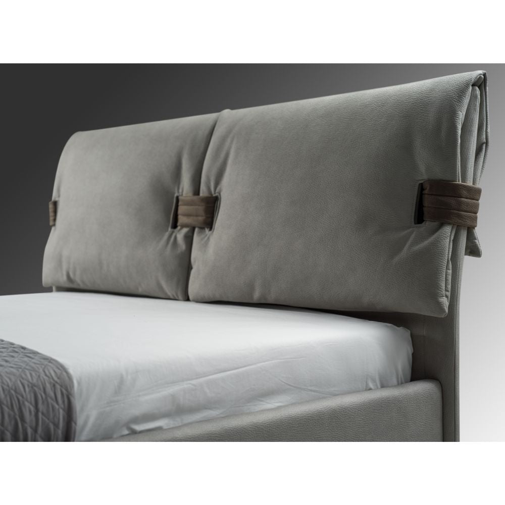 Letto matrimoniale contenitore Grenoble nabuk colore grigio