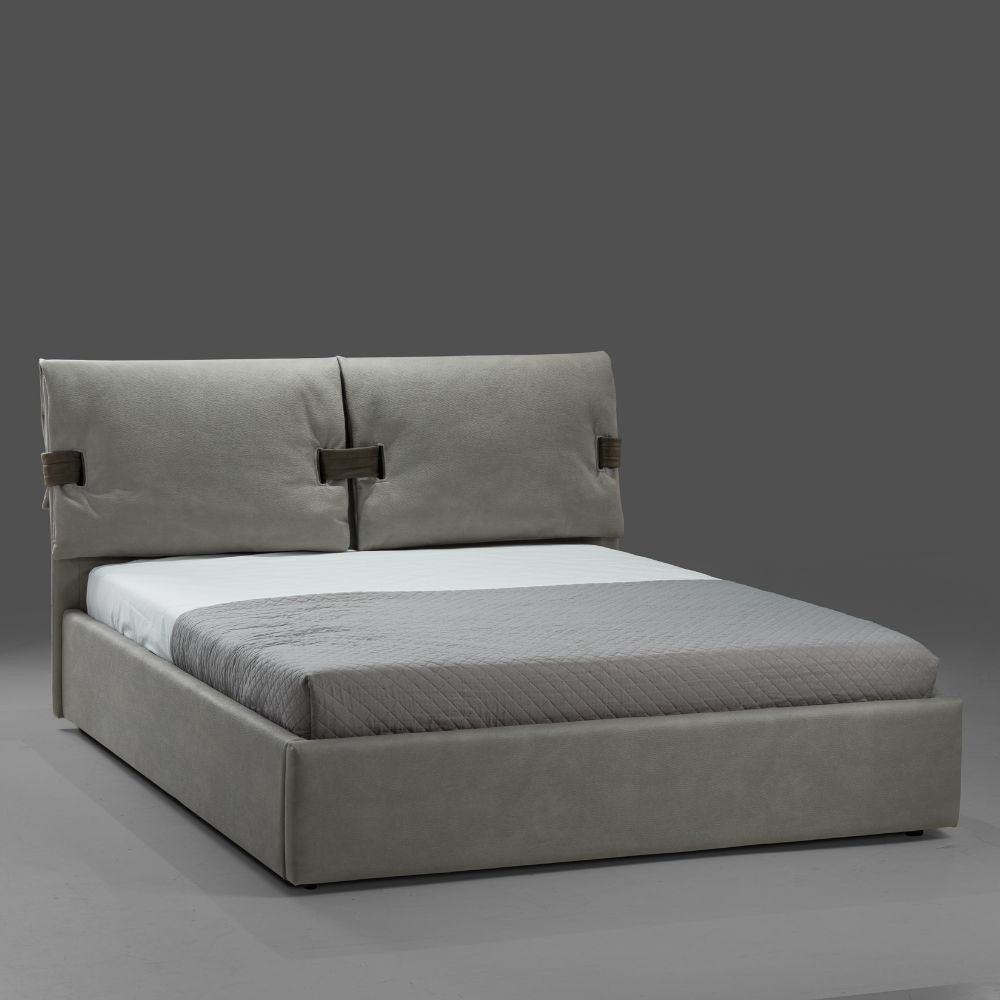 Letto matrimoniale contenitore Grenoble nabuk colore grigio
