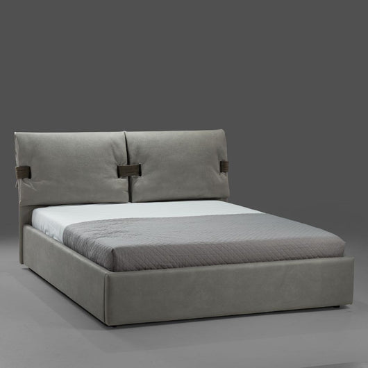 Letto matrimoniale contenitore Grenoble nabuk colore grigio