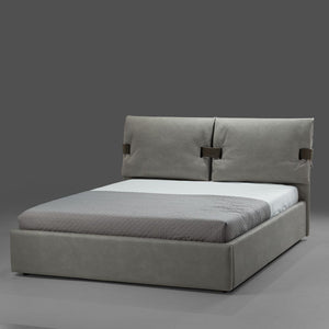 Letto matrimoniale contenitore Grenoble nabuk colore grigio