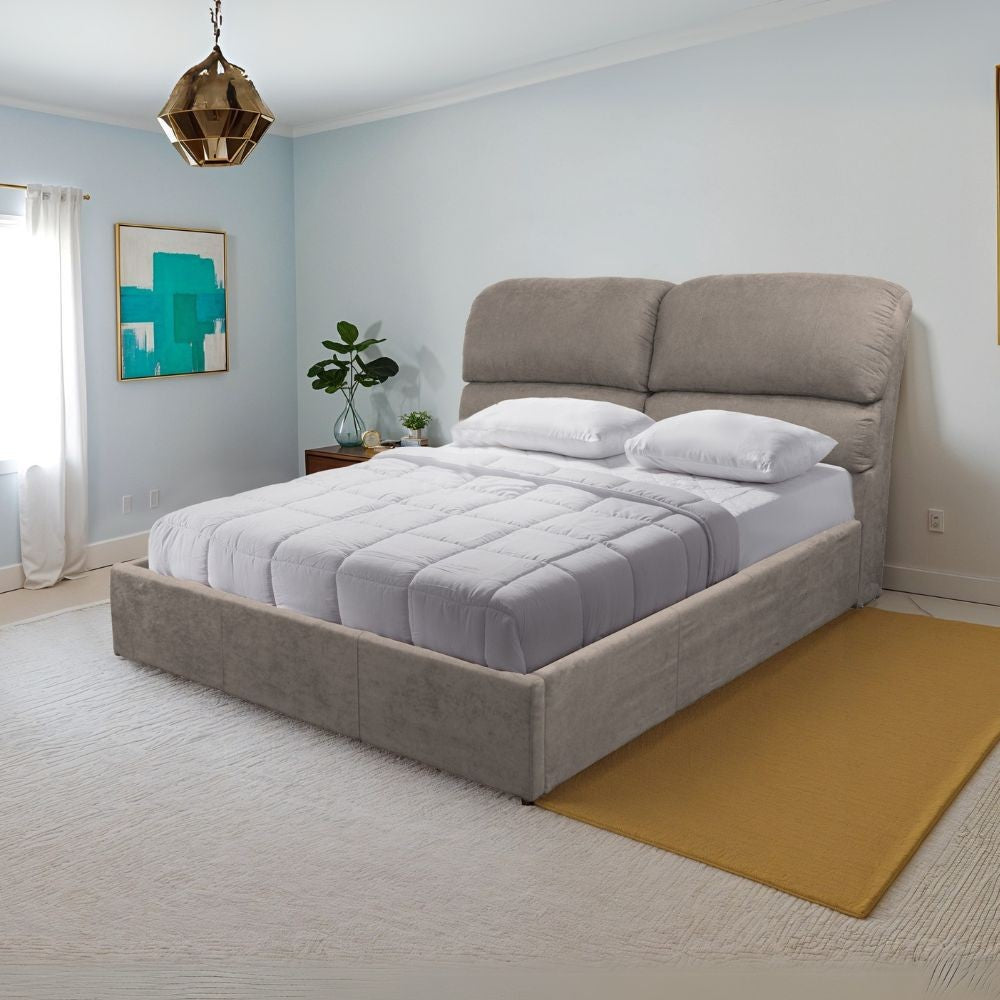 Letto matrimoniale contenitore Sofaback in tessuto tortora 178x222x120H