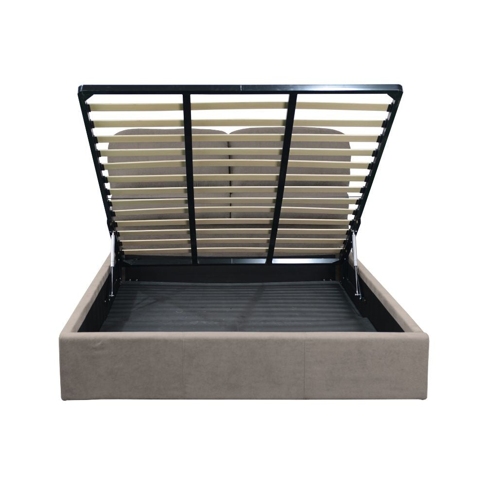 Letto matrimoniale contenitore Sofaback in tessuto tortora 178x222x120H