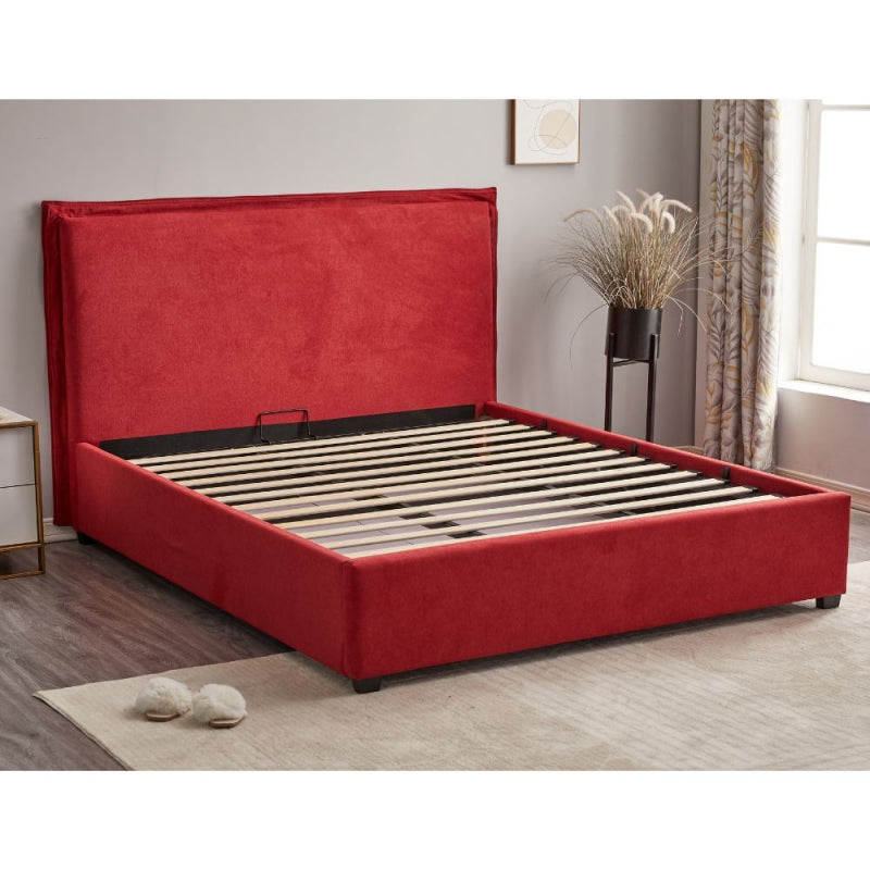 Letto matrimoniale Neso contenitore tessuto rosso