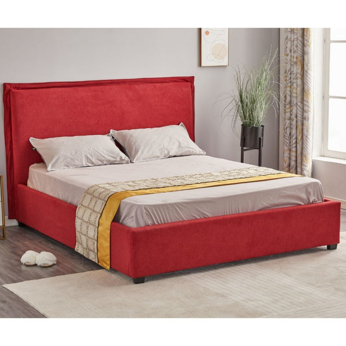 Letto matrimoniale Neso contenitore tessuto rosso