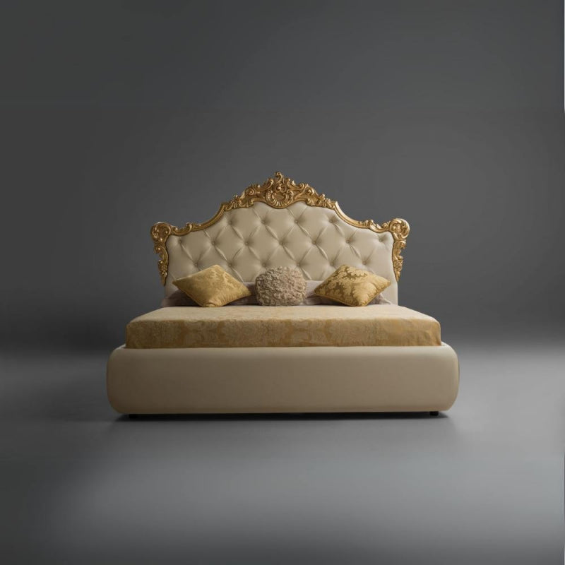 Letto matrimoniale Savoia crema con contenitore