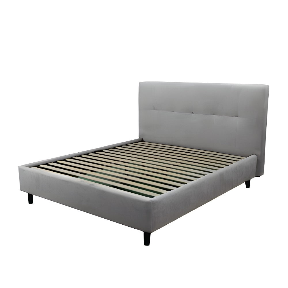 Letto matrimoniale con rete inclusa Snello tessuto colore grigio chiaro