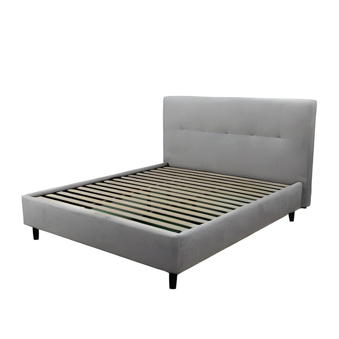 Letto matrimoniale con rete inclusa Snello tessuto colore grigio chiaro