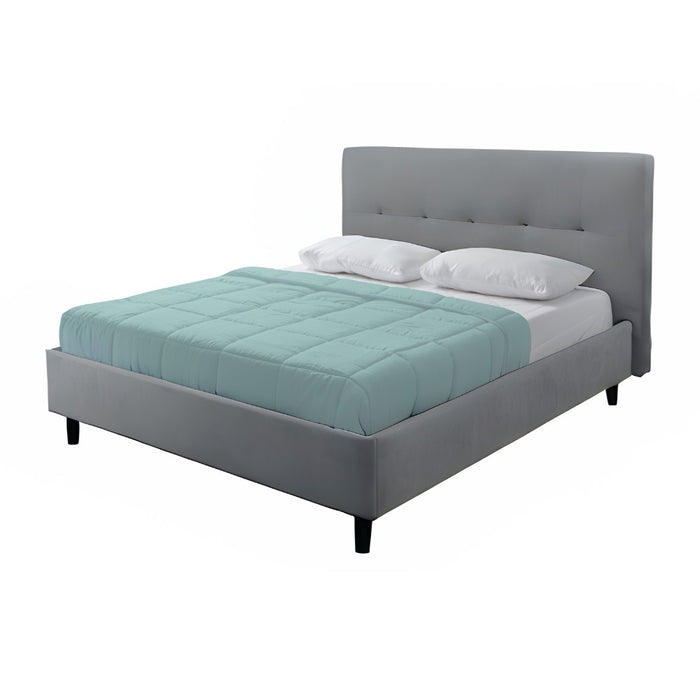 Letto matrimoniale con rete inclusa Snello tessuto colore grigio chiaro
