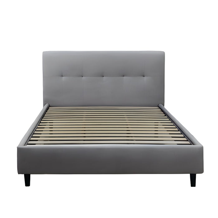 Letto matrimoniale con rete inclusa Snello tessuto colore grigio chiaro