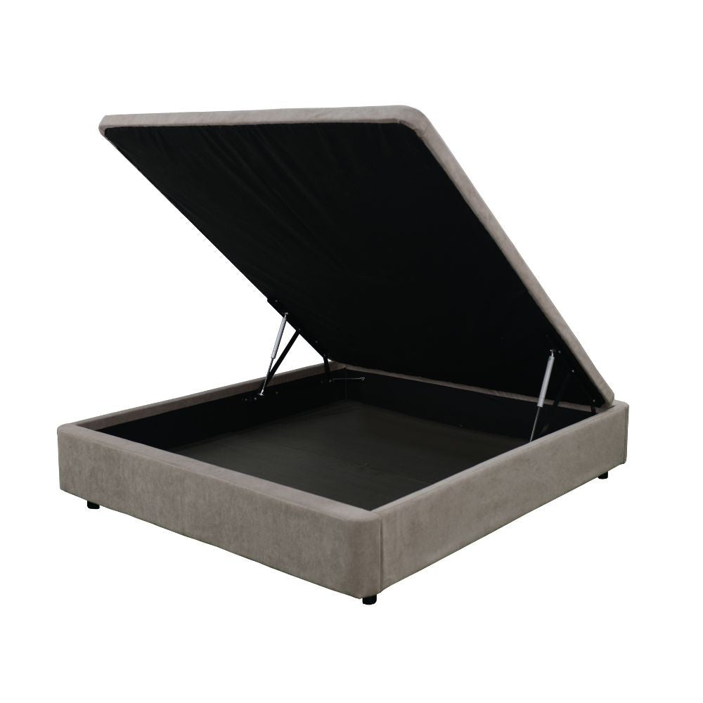Letto matrimoniale Sommier con contenitore in tessuto taupe 162x192x39H – Praticità compatta