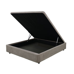 Letto matrimoniale Sommier con contenitore in tessuto taupe 162x192x39H – Praticità compatta
