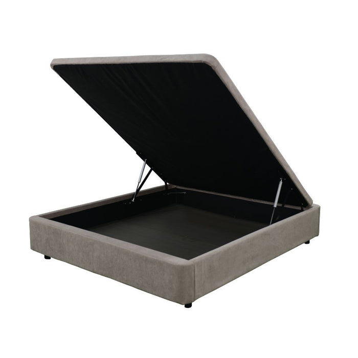 Letto matrimoniale Sommier con contenitore in tessuto taupe 162x192x39H – Praticità compatta