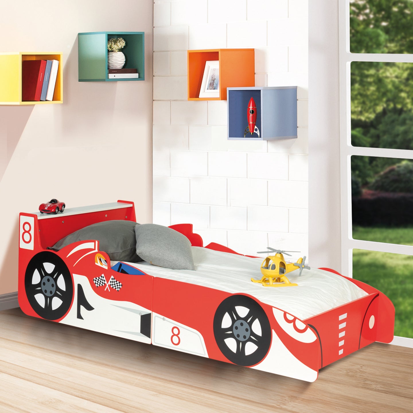 IDMarket - Letto per bambini formula 1 rosso 70x140 cm TEDDI