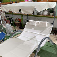 Garden Sun - Lettino prendisole matrimoniale in acciaio e textilene con tettuccio parasole orientabile. Lettino da giardino 2 posti extra large 205x138x150 cm.