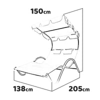 Garden Sun - Lettino prendisole matrimoniale in acciaio e textilene con tettuccio parasole orientabile. Lettino da giardino 2 posti extra large 205x138x150 cm.