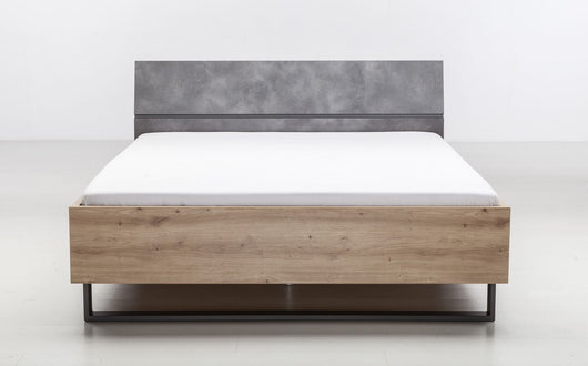 Letto Industry con testata ricurva in finitura Rovere e Grigio smoke, ZCMFAB611
