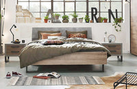 Letto Industry con testata ricurva in finitura Rovere e Grigio smoke, ZCMFAB611