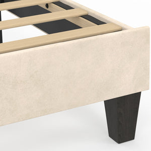 IDMarket - Letto singolo a conchiglia AMANDA 90 x 190 cm con base in velluto beige