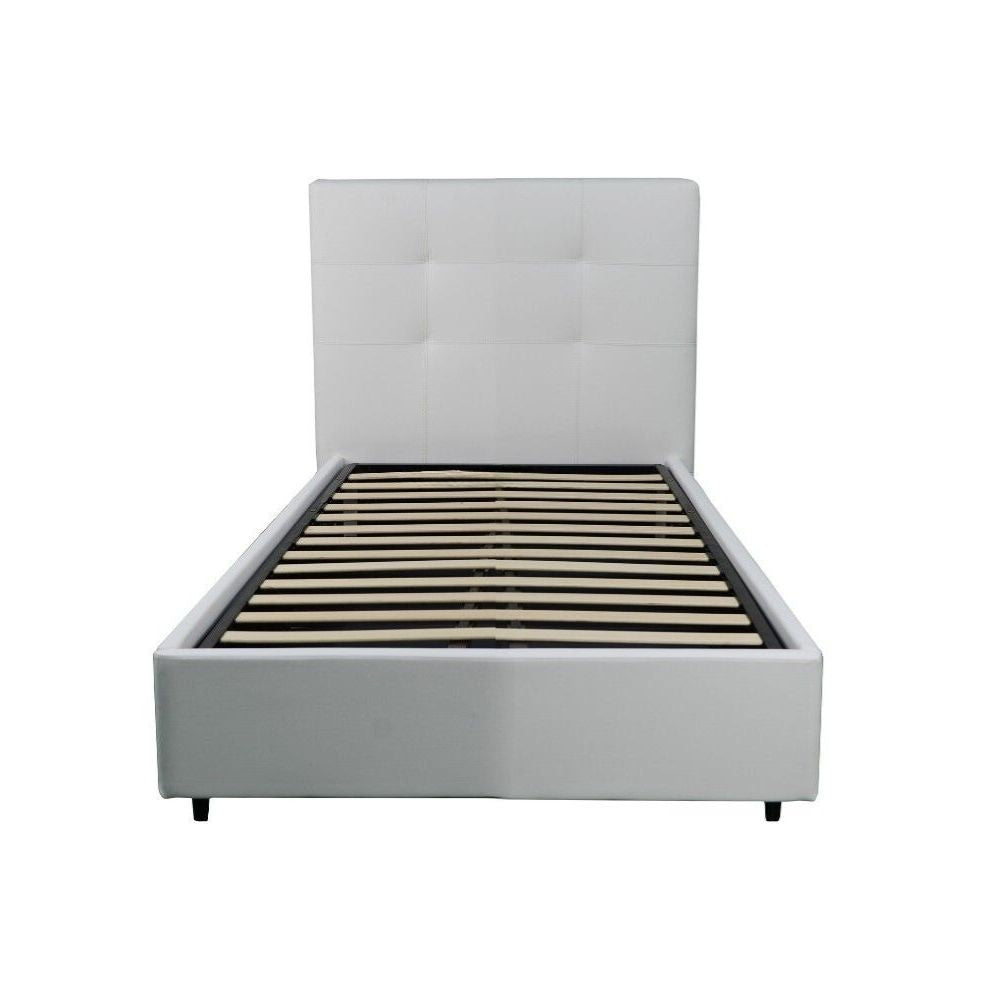 Letto singolo con contenitore Ascoli 102x210x124H ecopelle colore bianco