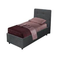 Letto singolo con contenitore Ascoli 102x210x124H tessuto colore ash grigio