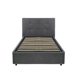 Letto singolo con contenitore Ascoli 102x210x124H tessuto colore ash grigio