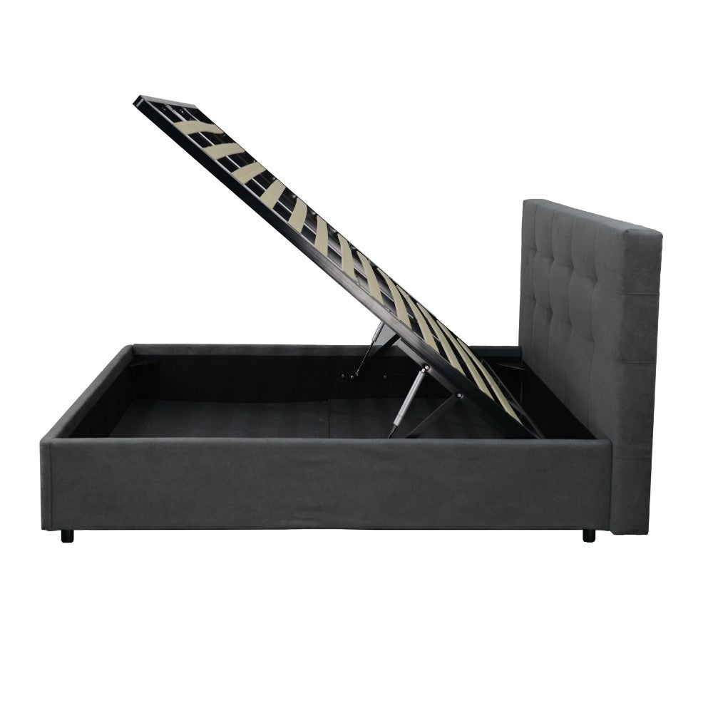 Letto singolo con contenitore Ascoli 102x210x124H tessuto colore ash grigio