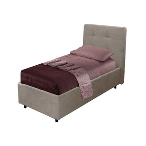 Letto singolo con contenitore Ascoli 102x210x124H tessuto Enjoy tortora