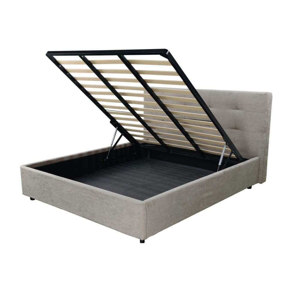 Letto singolo con contenitore Ascoli 102x210x124H tessuto Enjoy tortora