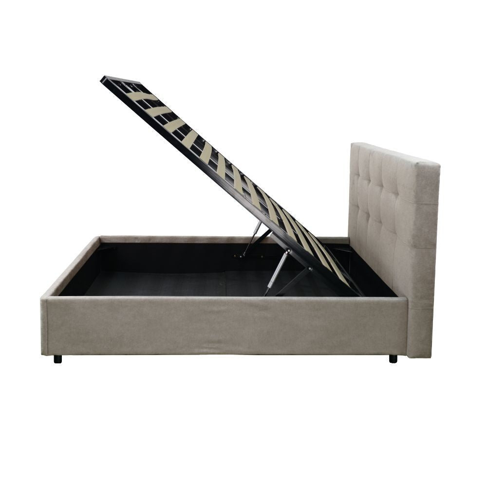 Letto singolo con contenitore Ascoli 102x210x124H tessuto Enjoy tortora